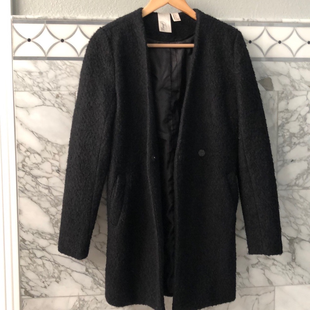 Forever 21 Exclusive Black Fuzzy Long Overcoat
